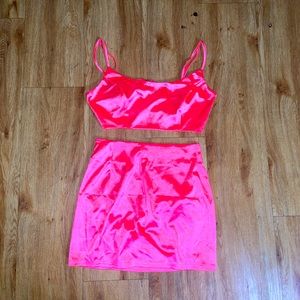 Pink Fashion Nova Party Two Piece Skirt Set
